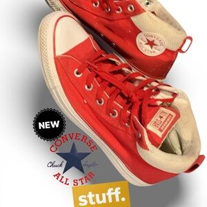 Converse Mens Red and White High-Top Sneakers